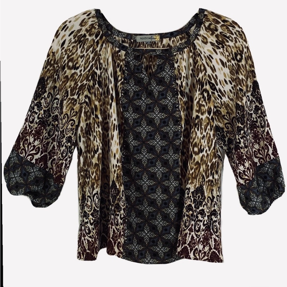 Figueroa & Flower Multicolor Patterned Blouse - 2X